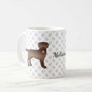 Brown Labrador Retriever Cartoon Dog & Name Coffee Mug