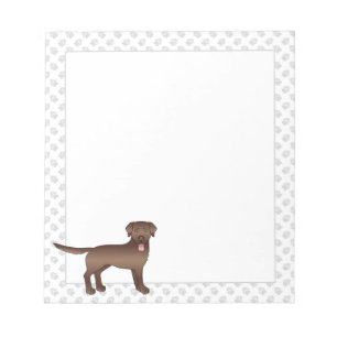 Brown Labrador Retriever Cartoon Dog & Paws Notepad