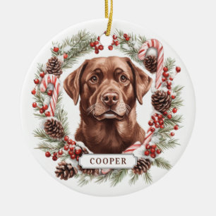 Brown Labrador Retriever Ceramic Circle Ornament