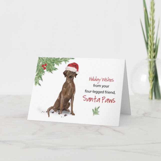 Brown Labrador Retriever Christmas From Dog in Fun Card (Front)