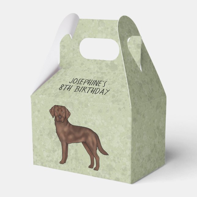 Brown Labrador Retriever Dog Custom Kids Birthday Favour Box (Front Side)