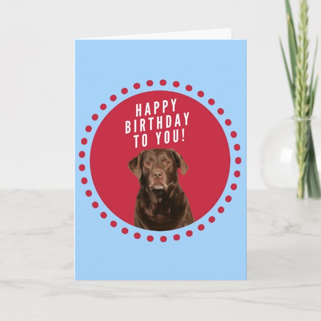 Brown Labrador Retriever Dog Happy Birthday Card (Front)
