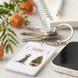 Brown Labrador Retriever Funny Christmas Dog Tree Key Ring