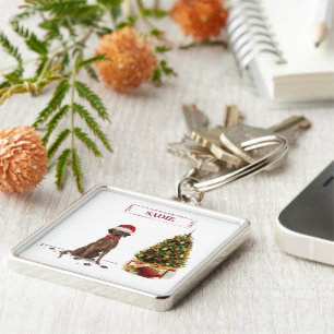 Brown Labrador Retriever Funny Christmas Dog Tree Key Ring