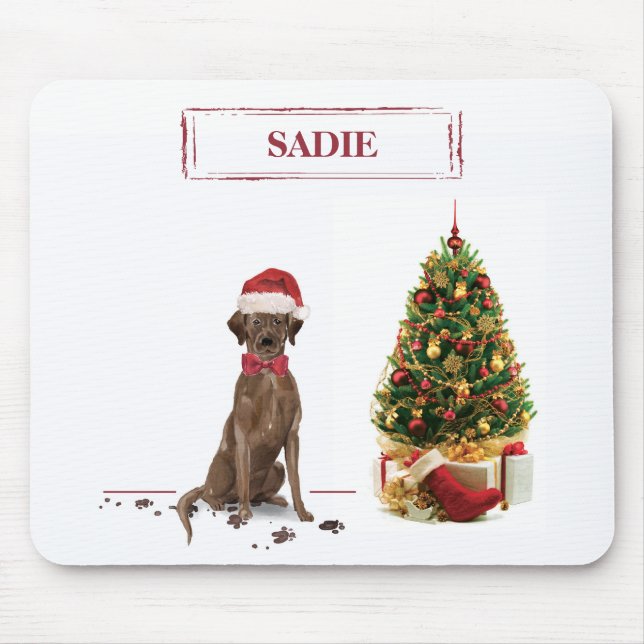 Brown Labrador Retriever Funny Christmas Dog Tree Mouse Mat (Front)