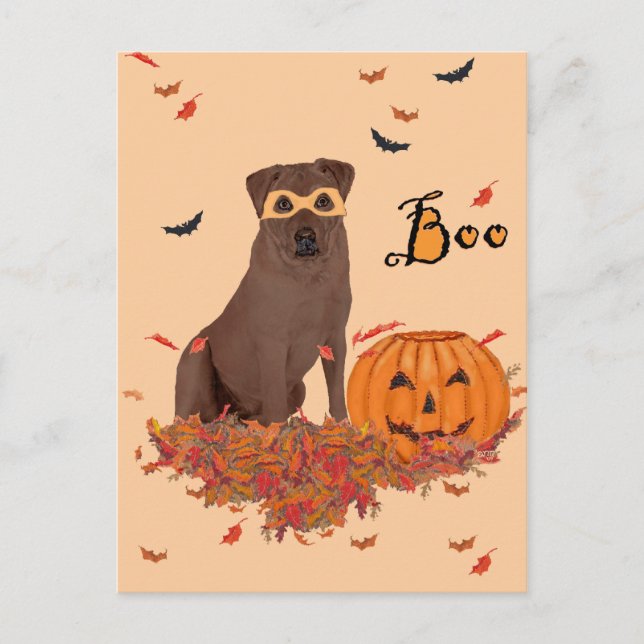 Brown Labrador Retriever Halloween Postcard (Front)