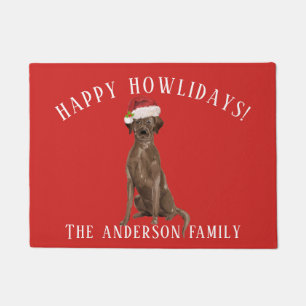 Brown Labrador retriever Happy Howlidays Christmas Doormat
