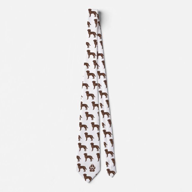 Brown Labrador Retriever Pattern Custom Monogram Tie (Front)
