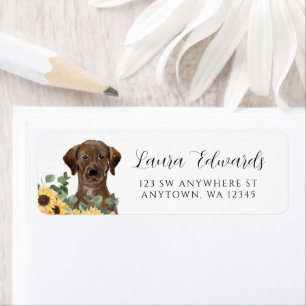 Brown Labrador Sunflower Eucalyptus Return Address