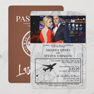 Brown Las Vegas Passport Wedding Invitation