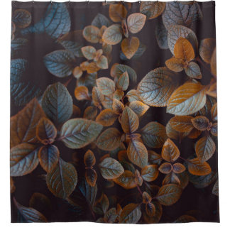 BROWN-LEAFED PLANTS SHOWER CURTAIN