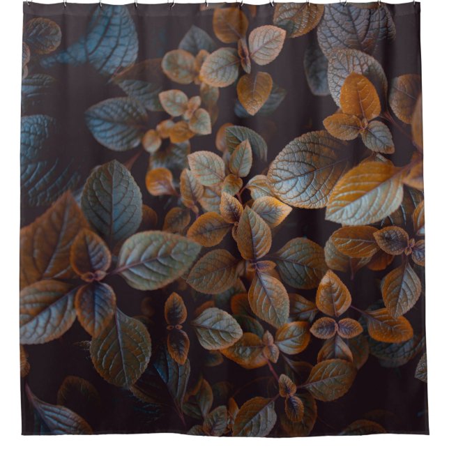BROWN-LEAFED PLANTS SHOWER CURTAIN (Front)