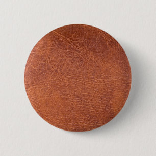 Brown leather 6 cm round badge