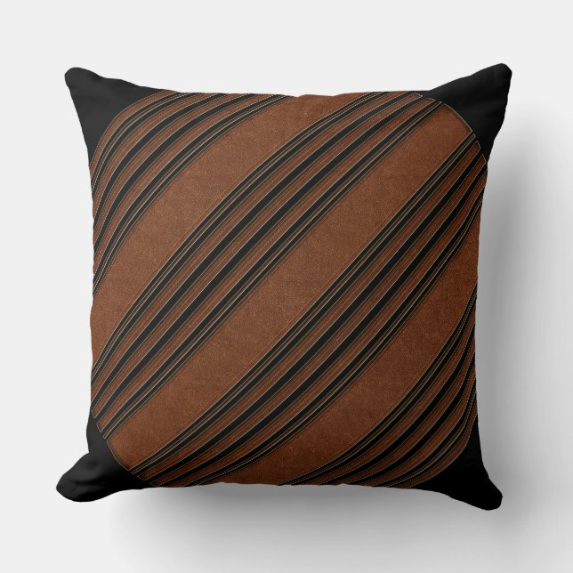 Brown Leather And Black Cushion (Front)