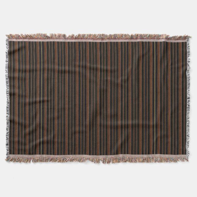 Brown Leather And Black Throw Blanket (Front)