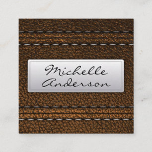 Brown Leather Background   Stitched Banner Square Business Card