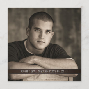 Brown Leather Boys Photo Graduation Announcement