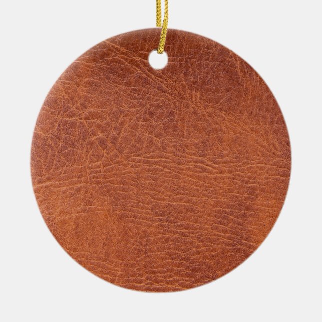 Brown leather ceramic tree decoration (Front)