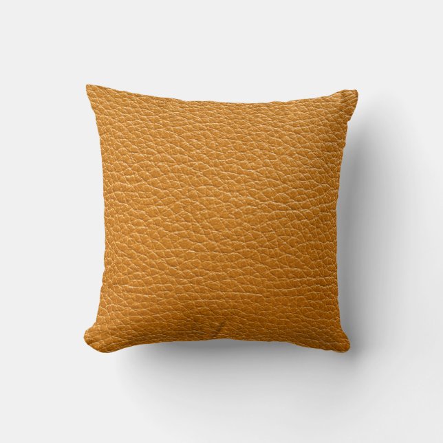 Brown Leather, Closeup Texture Background. Cushion (Front)