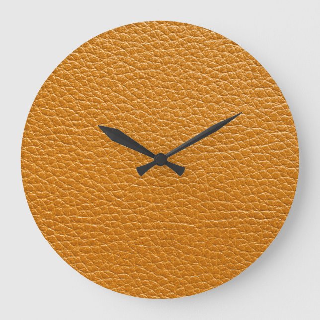 Brown Leather, Closeup Texture Background. Large Clock (Front)