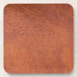 Brown leather coaster<br><div class="desc">Worn brown leather look,  elegant design.</div>