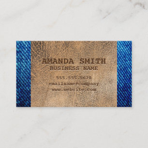 Brown Leather Denim Business Card
