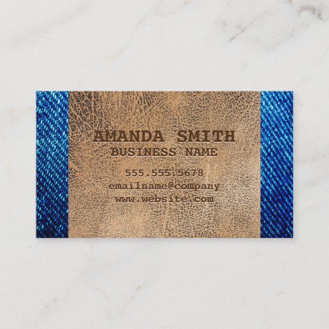 Brown Leather | Denim Business Card (Front)