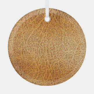 Brown Leather: Detailed Texture Closeup Glass Tree Decoration