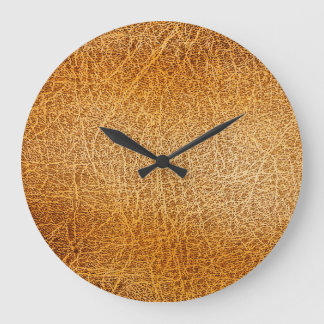 Brown Leather: Detailed Texture Closeup Large Clock