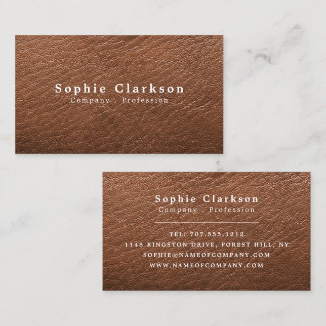 Brown Leather Effect, Rustic Business Card (Front/Back)