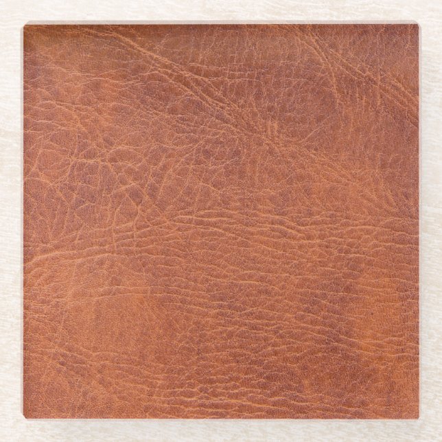 Brown leather glass coaster (Front)