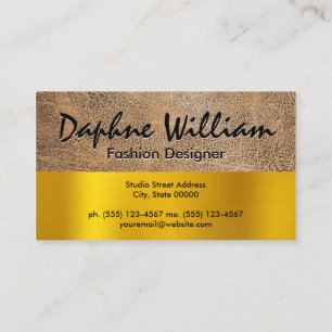 Brown Leather Gold Background Business Card