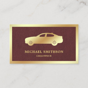 Brown Leather Gold Car Professional Chauffeur Business Card