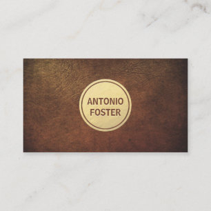 Brown Leather & Gold Foil Circle Interior Designer Business Card
