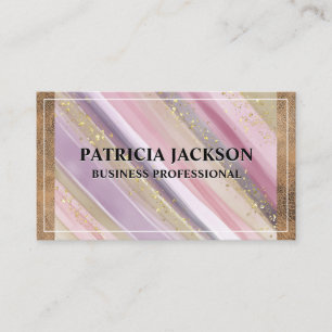 Brown Leather   Hand Painted Gold Flakes Business Card