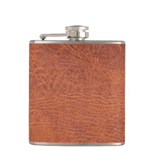 Brown leather hip flask