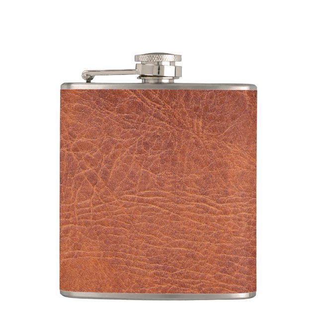Brown leather hip flask (Front)