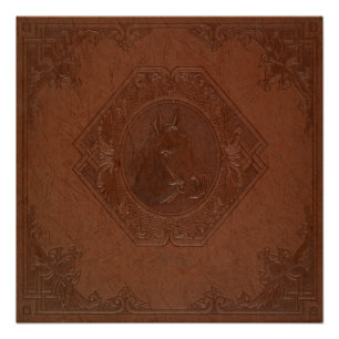 Brown leather horse head vintage frame poster