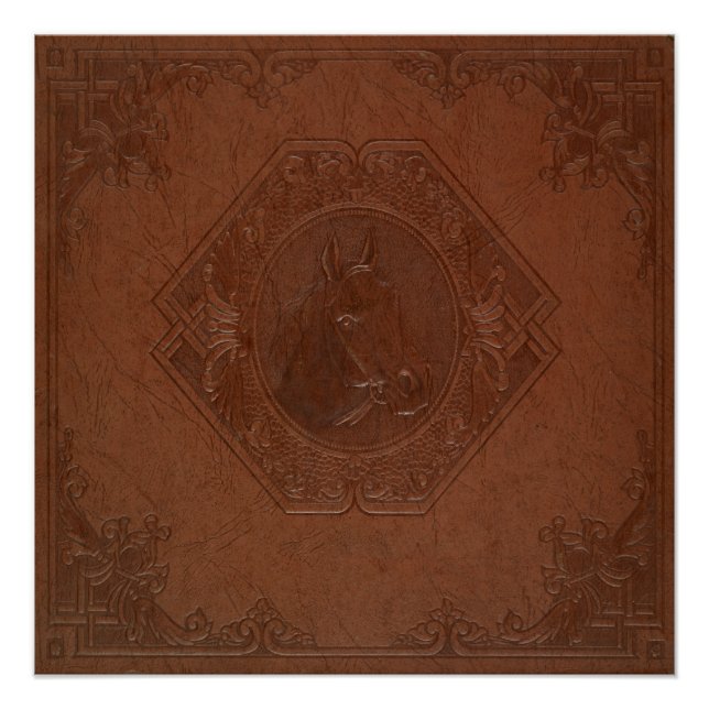Brown leather horse head vintage frame poster (Front)