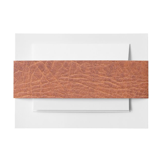 Brown leather invitation belly band (Front Example)