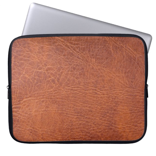 Brown leather laptop sleeve (Front)