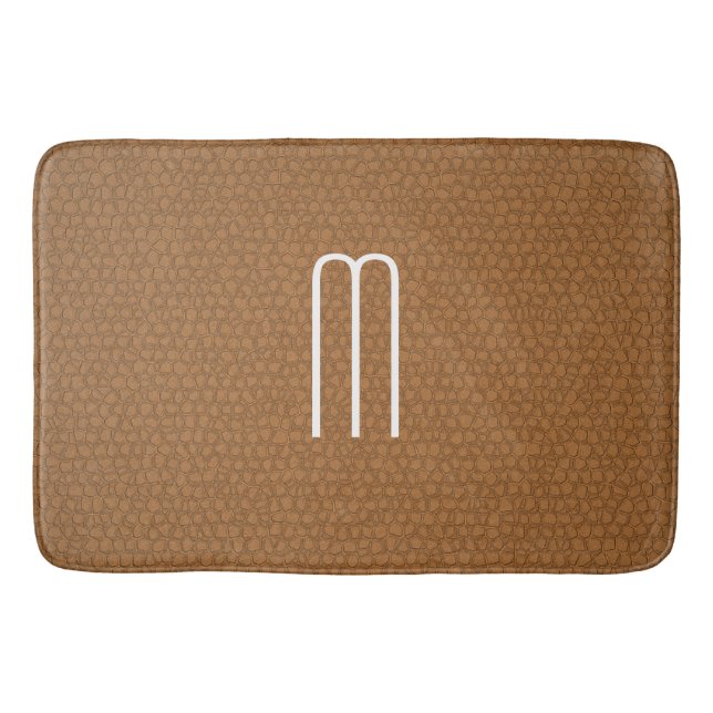 Brown Leather Look Custom Bath Mats (Front)