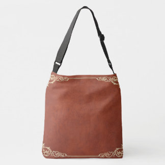 Brown Leather Look Design Crossbody Bag
