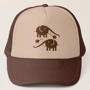 Brown Leather Look Elephant Illustration Trucker Hat