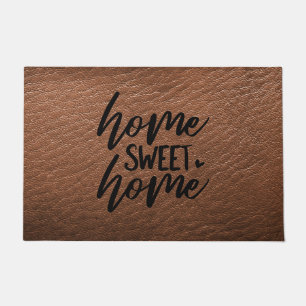 Brown Leather Look Home Sweet Home Doormat