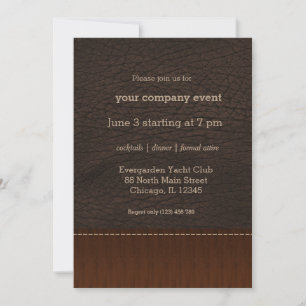 Brown leather look invitation