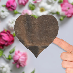 Brown Leather Look-Like Coat Heart Sticker