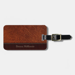 Brown Leather Look Luggage Tag