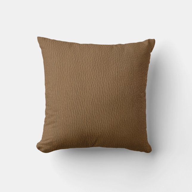 Brown Leather Look Pattern Cushion (Front)