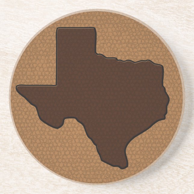 Brown Leather Look Texas Coaster (Front)